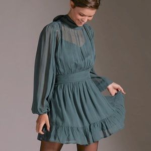 Anthropologie Teal Long Sleeve Dress